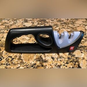 ZWILLING TWO-STAGE PULL-THROUGH KNIFE SHARPENER-GRAY & BLACK